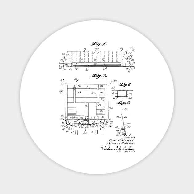 Gondola Railway Car Vintage Patent Hand Drawing Magnet by TheYoungDesigns